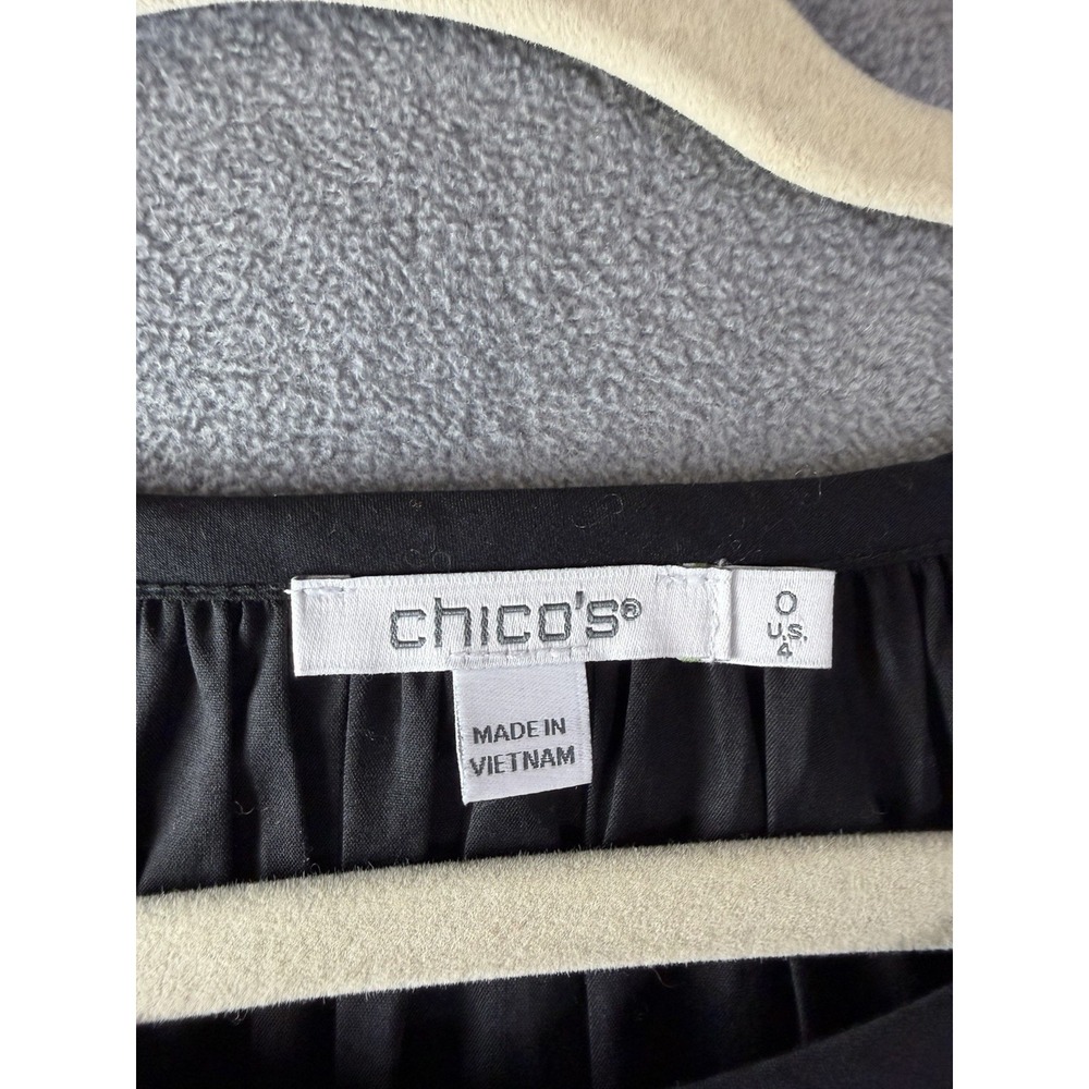 Chico's Black Cotton Poplin Tiered Midi Dress Size 4 (Chico's 0) - Picture 6 of 8